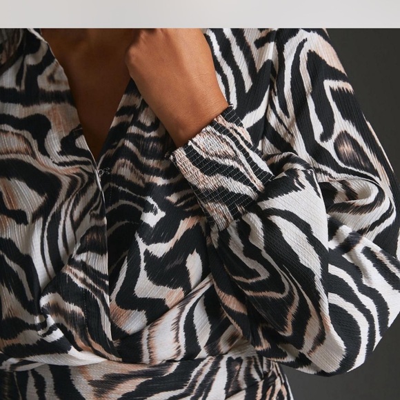 Anthropologie Black and White Zebra Long Sleeve Dress - Picture 3 of 3